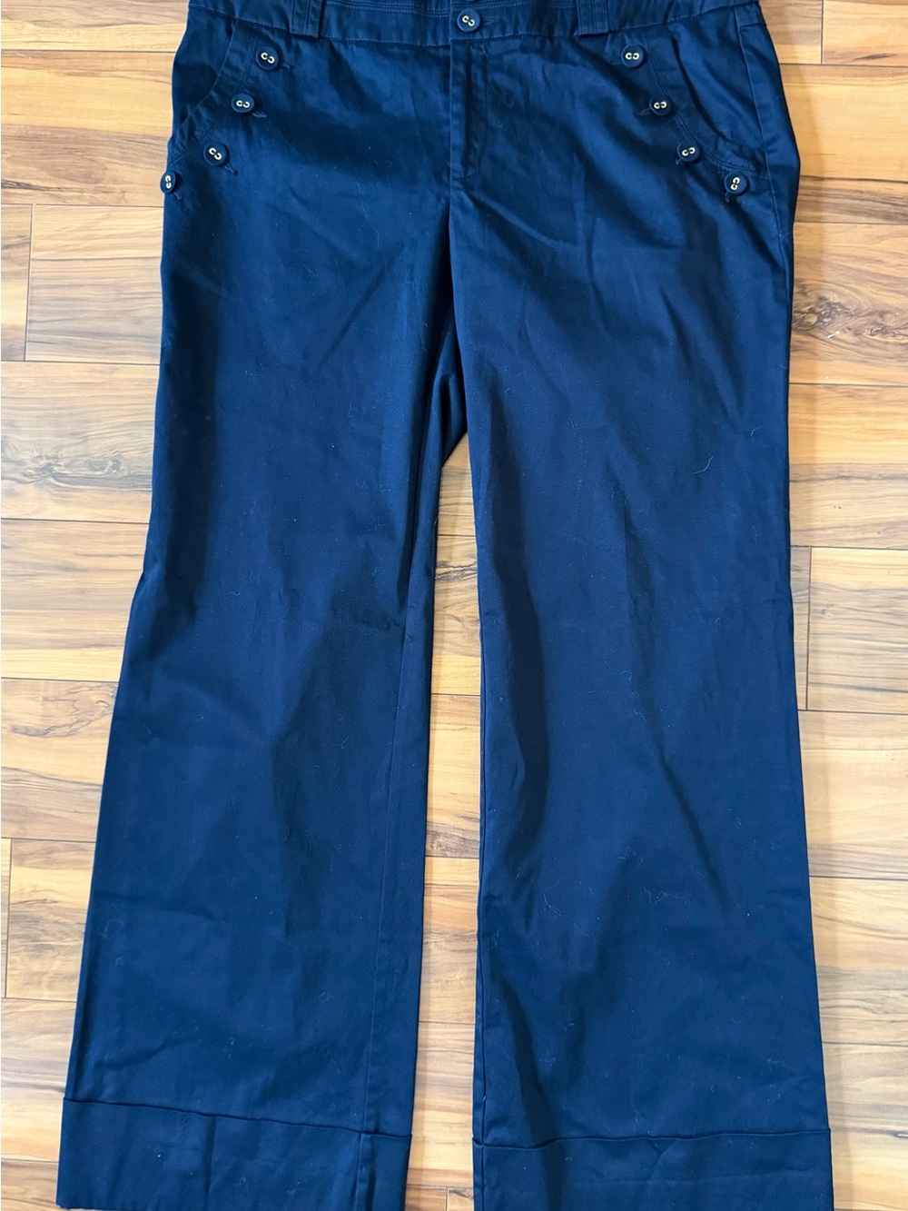 Cartonnier by Anthropologie Navy Blue Wide leg Cuffed Trousers